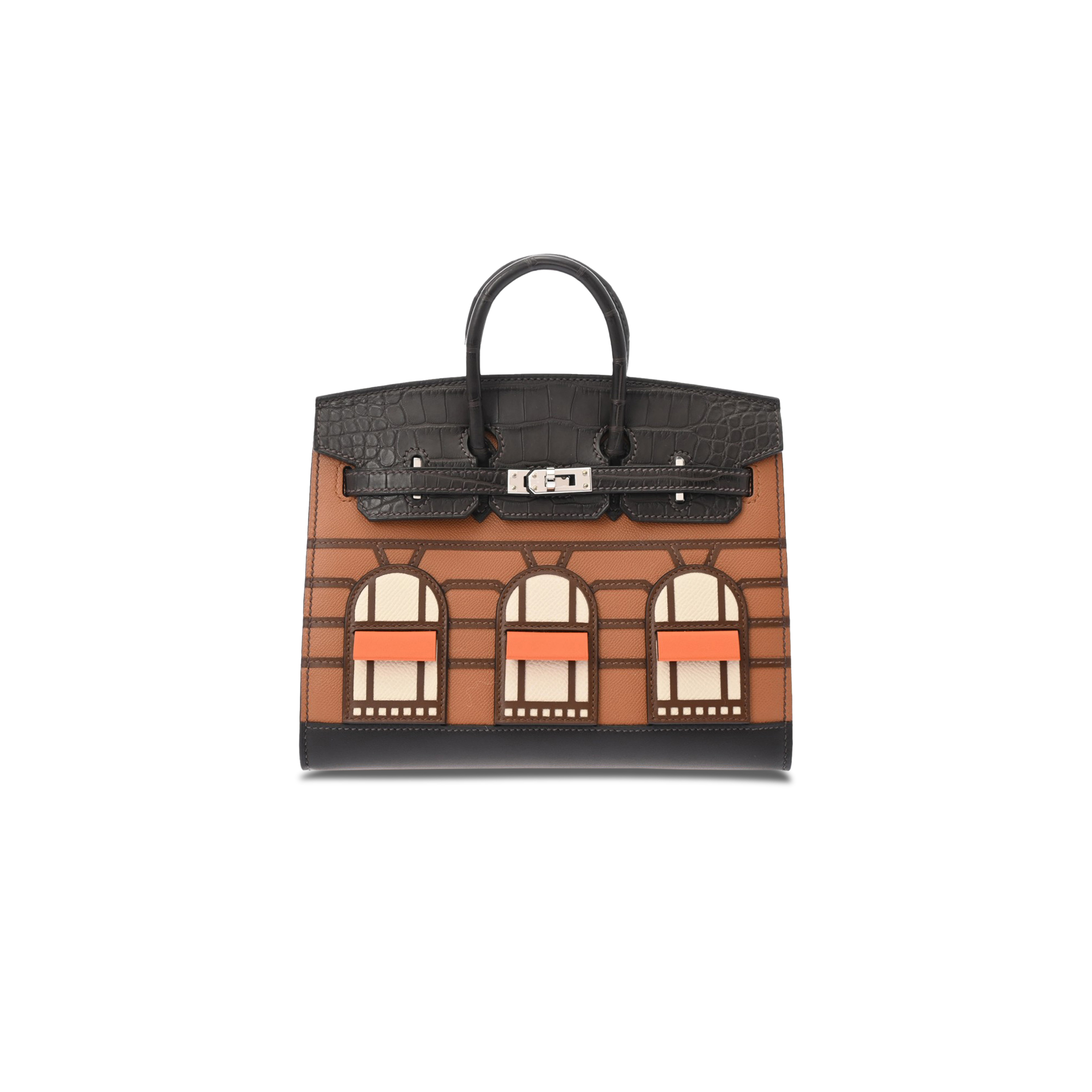 H**mes master birkin 20 burnt brown alligator curtain bag bk20 (20*16*11cm)